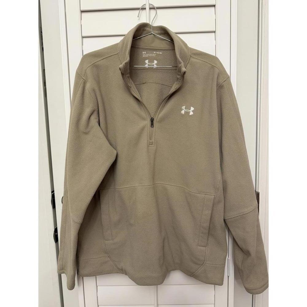 Under Armour Men's Storm SweaterFleece Quarter-Zip‎ In tan with white logo size